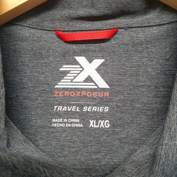 Zeroxposure Travel Series Men's XL Heather Navy Blue Long Sleeve Button Up Shirt - Picture 2 of 8